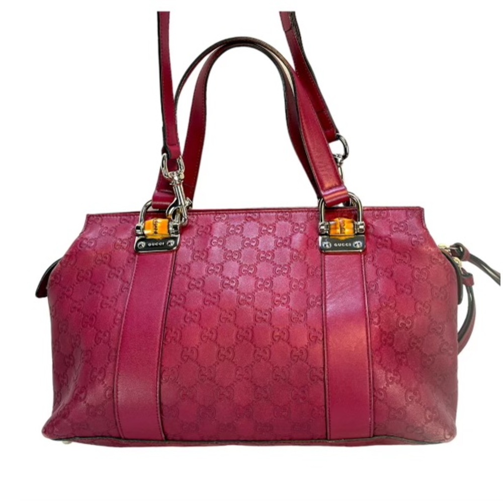 Authentic Gucci Guccissima Medium Fuchsia Bamboo Bar